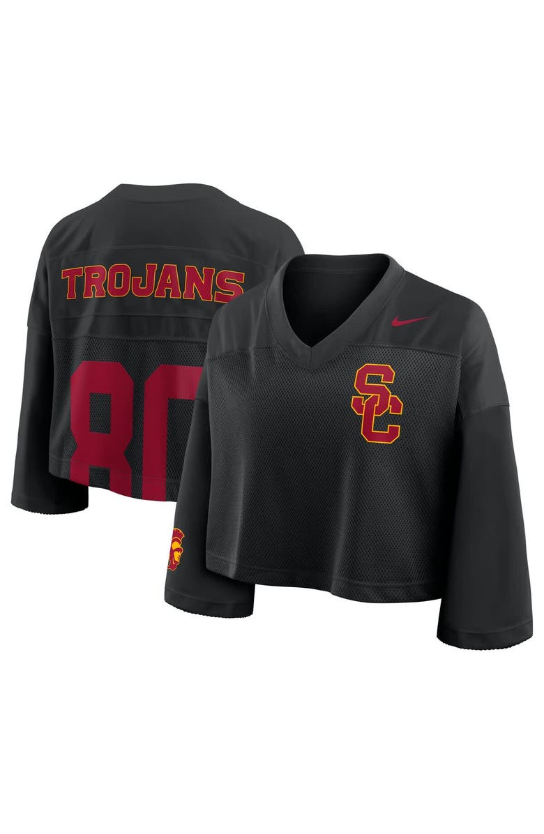 Nike Women's Nike Black USC Trojans Cropped Mesh Fashion Jersey, Main, color,