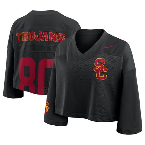 Women's Nike Black USC Trojans Cropped Mesh Fashion Jersey
