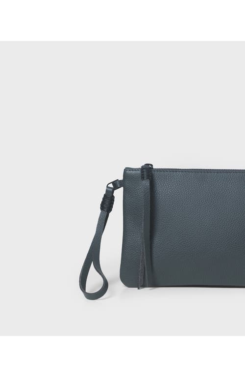 Callista Slim Grained Leather Wristlet In Gray