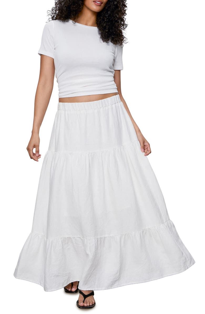 Sanctuary The Prairie Tiered Linen Maxi Skirt, Alternate, color, White