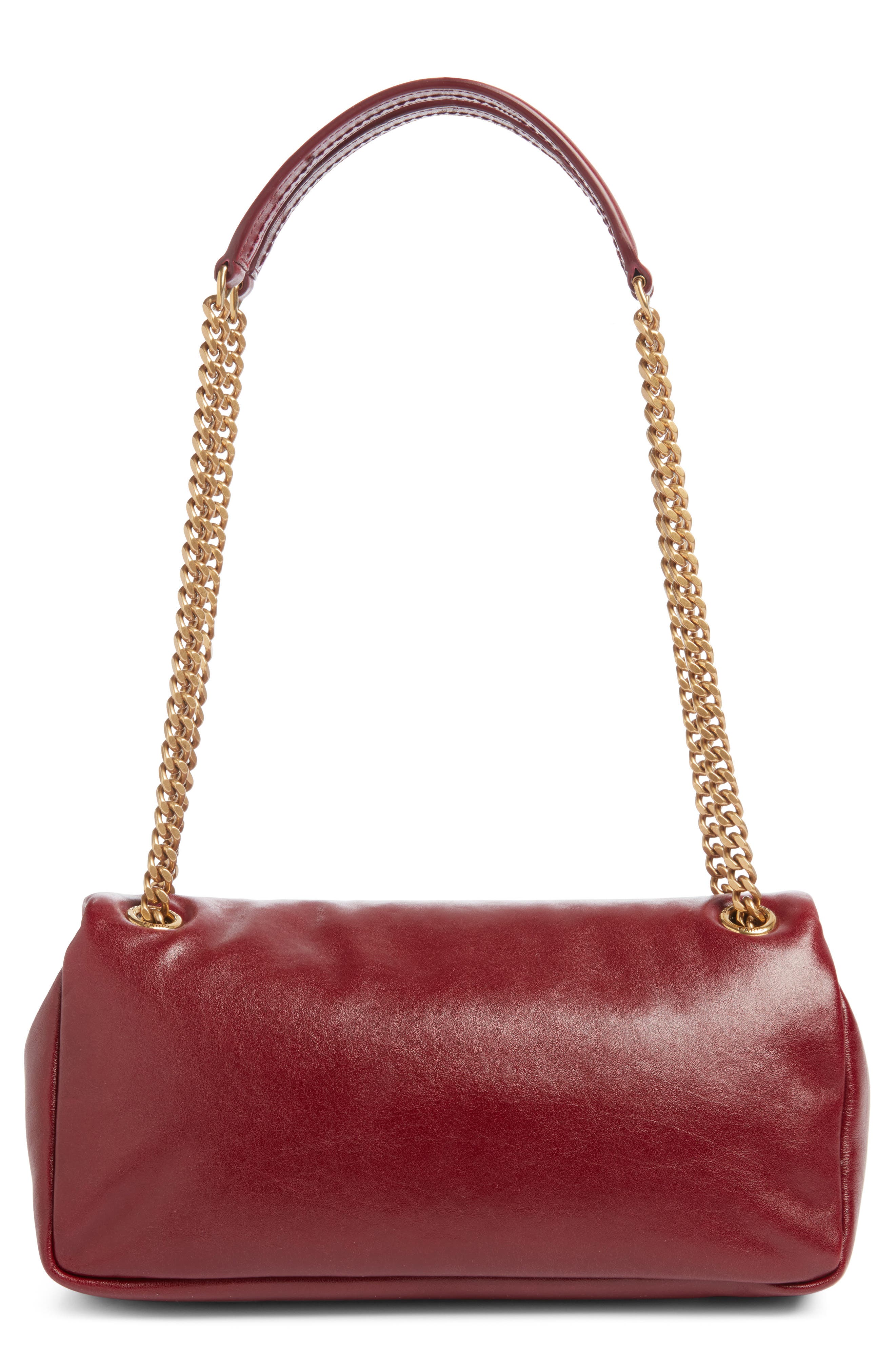Saint Laurent Small Calypso Leather Shoulder Bag, Alternate, color, Rubis