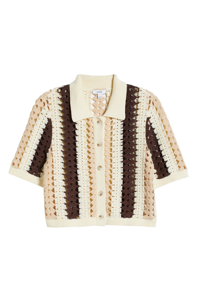 Reiss Roni Collar Crochet Cardigan, Alternate, color, Cream/ Brown