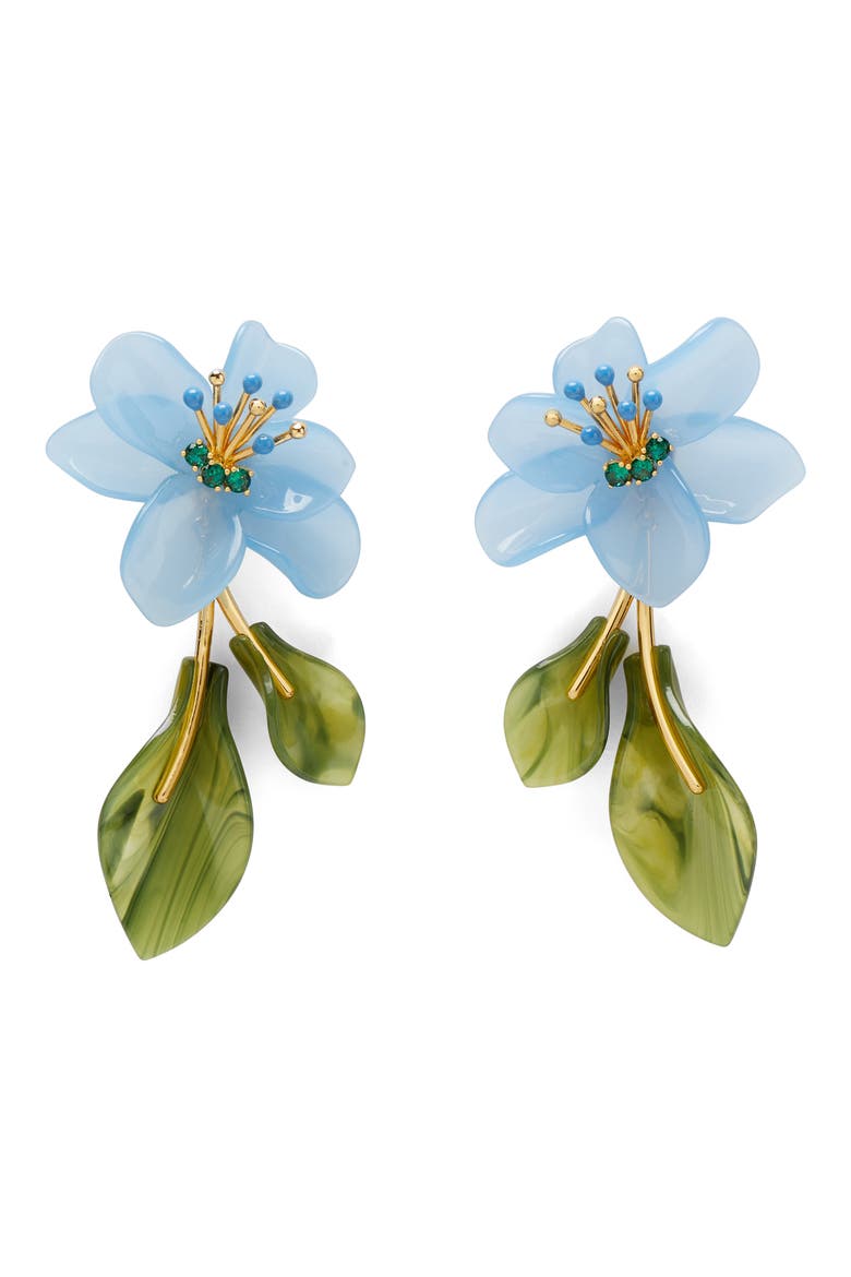 flower statement drop earrings, Main, color, BLUE/ MULTI