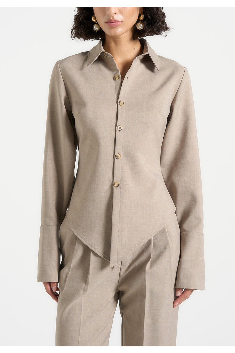 Sonia Asymmetric Tailored Shirt, Alternate, color, Taupe