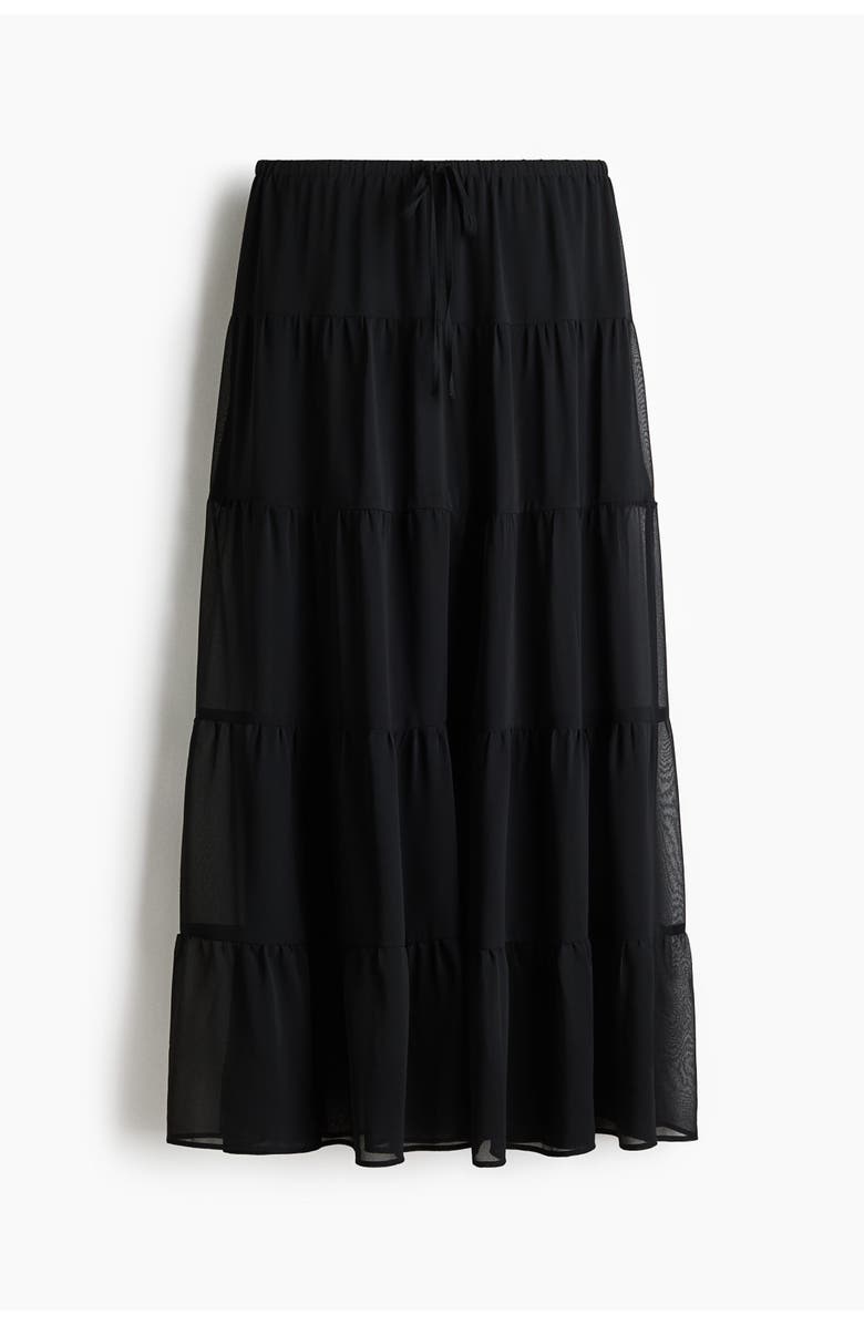 H&M Tiered Maxi Skirt, Main, color, Black