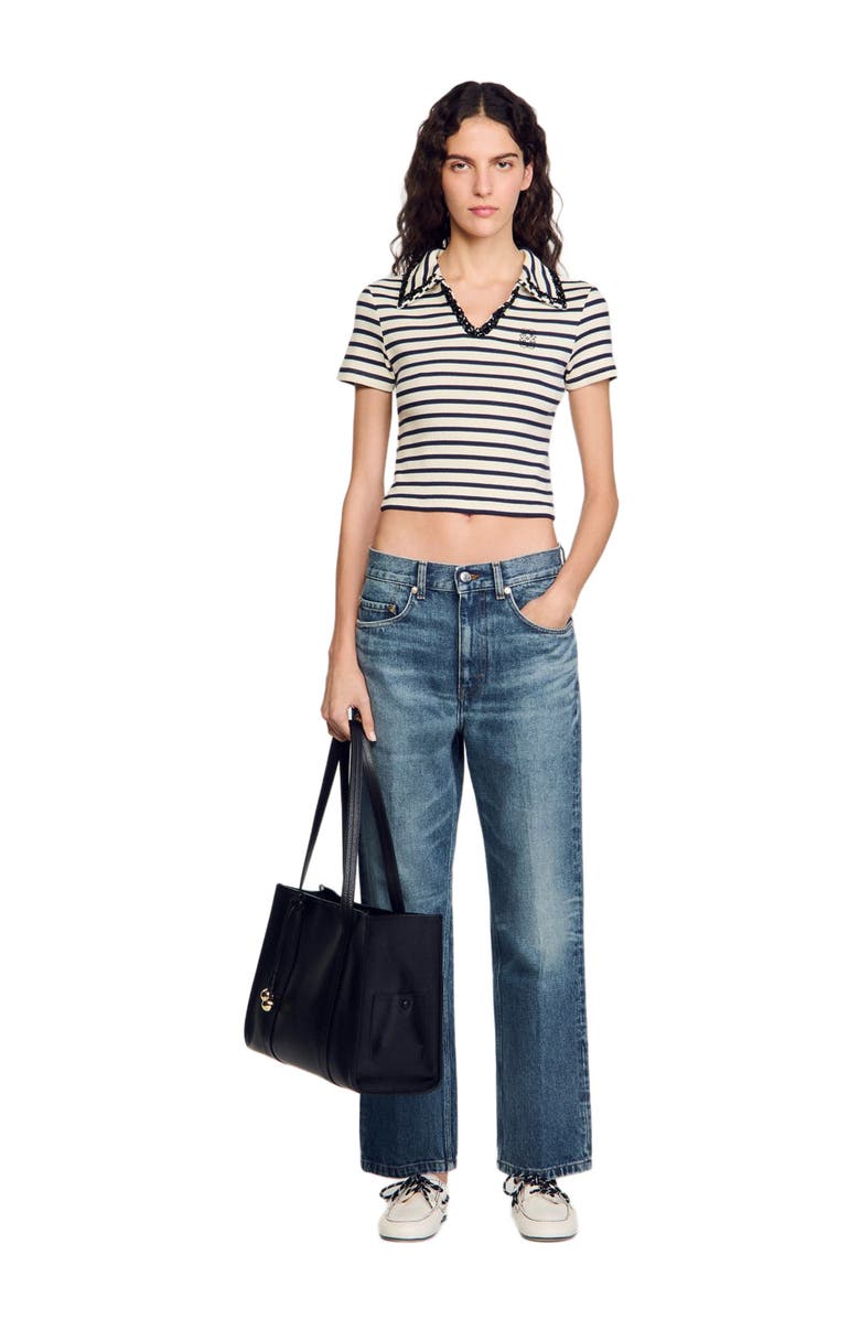 SANDRO Striped polo shirt, Alternate, color,