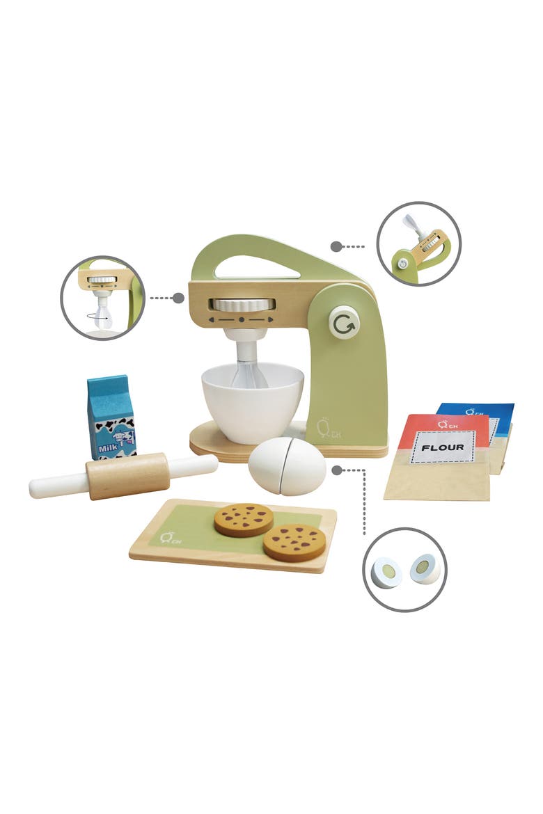 Little Chef Frankfurt 10-Piece Wood Mixer Set, Alternate, color, GREEN