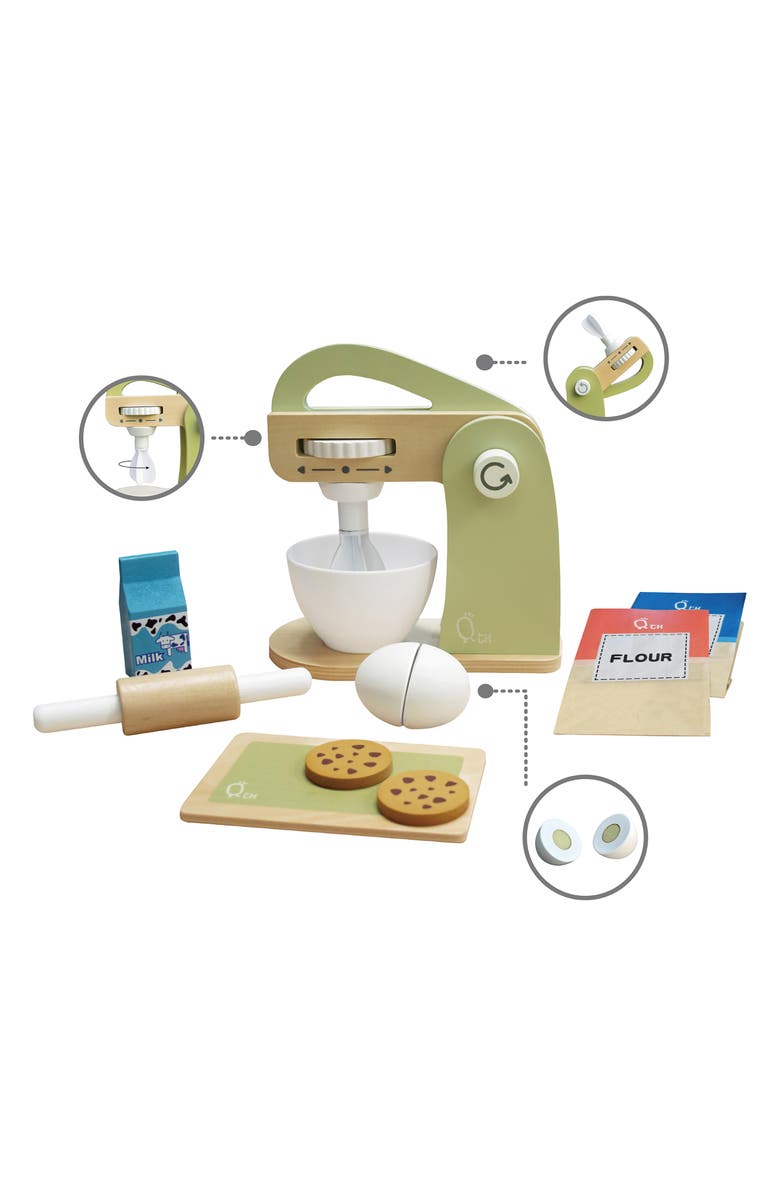 Teamson Kids Little Chef Frankfurt 10-Piece Wood Mixer Set, Alternate, color, Green