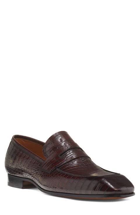 Bailey Croc Embossed Penny Loafer (Men)