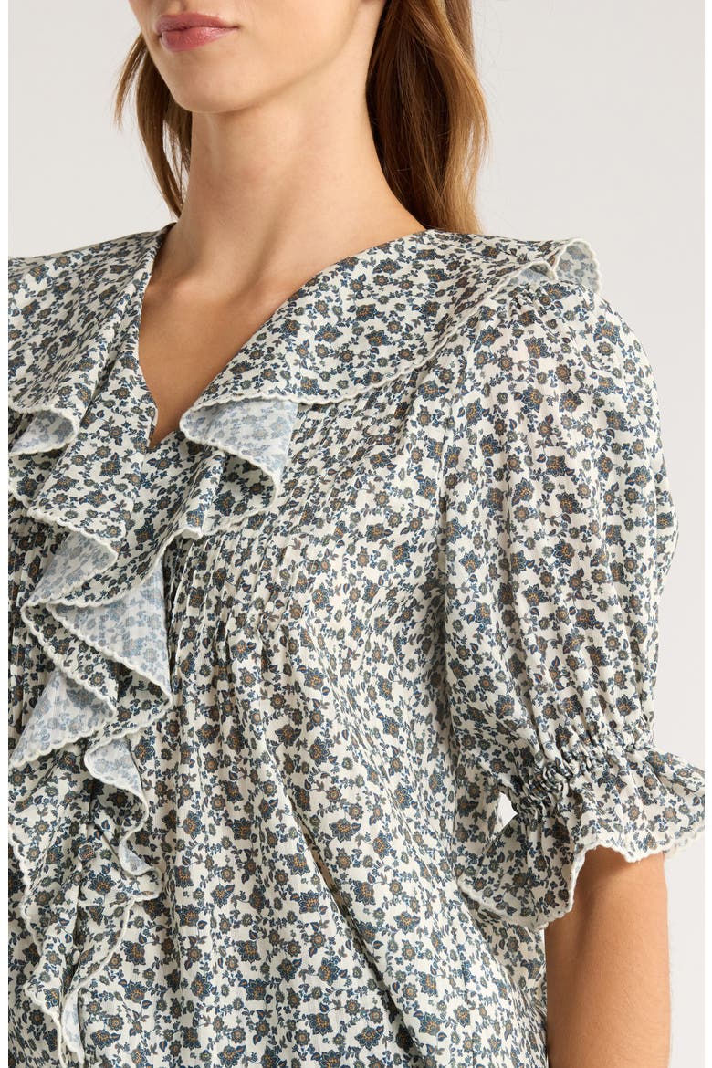 Ruffle Pintuck Puff Sleeve Top, Alternate, color, VINTAGE IVORY