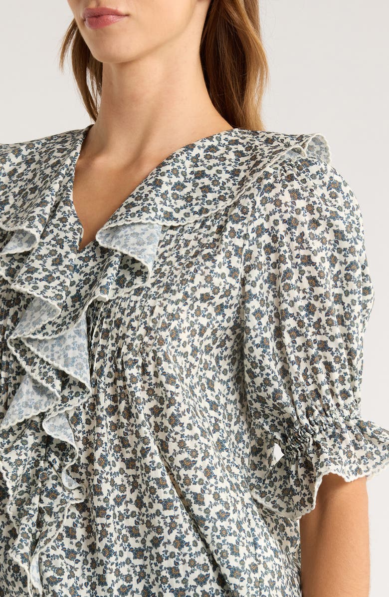 Madewell Ruffle Pintuck Puff Sleeve Top, Alternate, color, Vintage Ivory