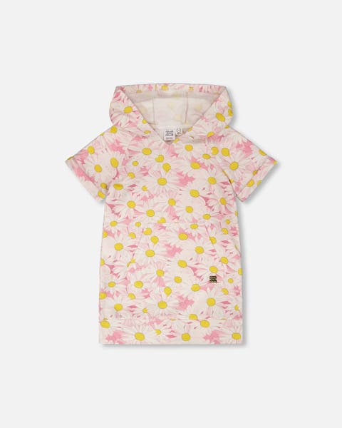 Short Sleeve French Terry Hooded Daisies Dress (Toddler, Little Kid & Big Kid)