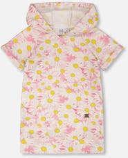 Deux par Deux Short Sleeve French Terry Hooded Daisies Dress