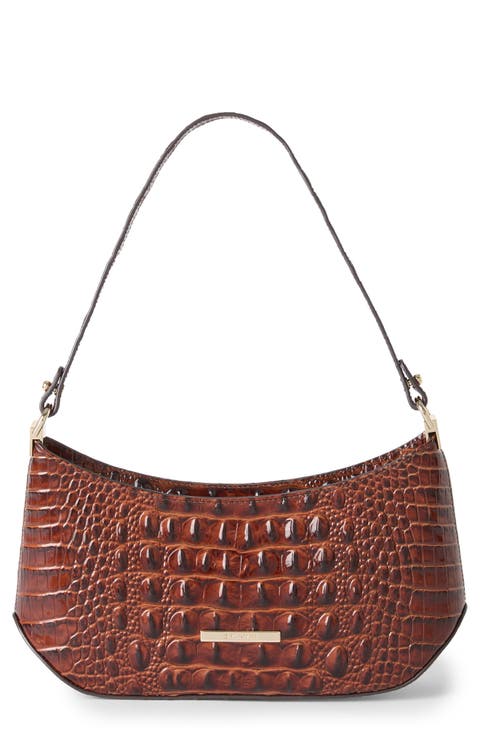 Lilibeth Croc Embossed Leather Shoulder Bag