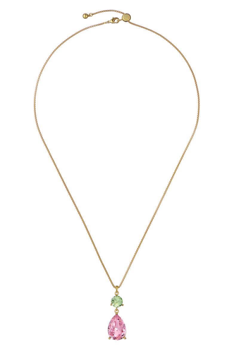 Tearsa Crystal Teardrop Pendant Necklace, Main, color, METALLIC GOLD