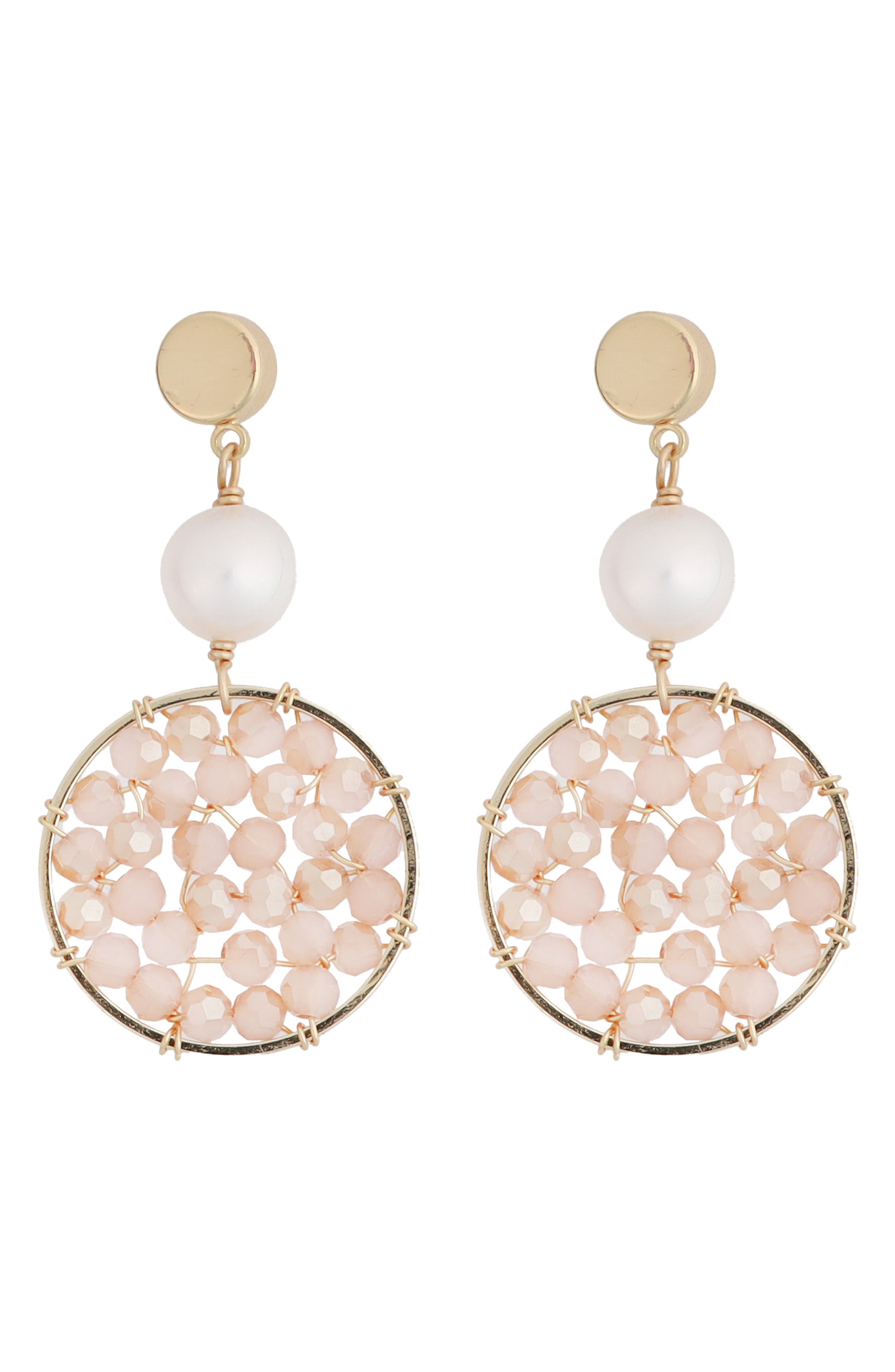 Panacea Freshwater Pearl & Crystal Beaded Circle Drop Earrings