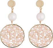 Panacea Freshwater Pearl & Crystal Beaded Circle Drop Earrings