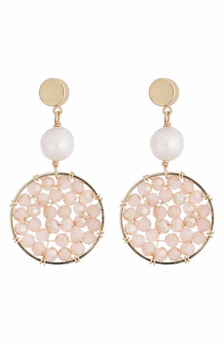 Panacea Freshwater Pearl & Crystal Beaded Circle Drop Earrings