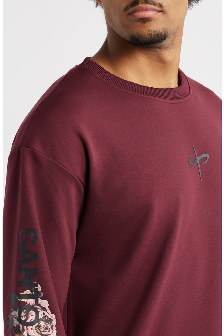 Tempo Rose Comfort Performance Graphic Sweatshirt, Alternate, color, MERLOT