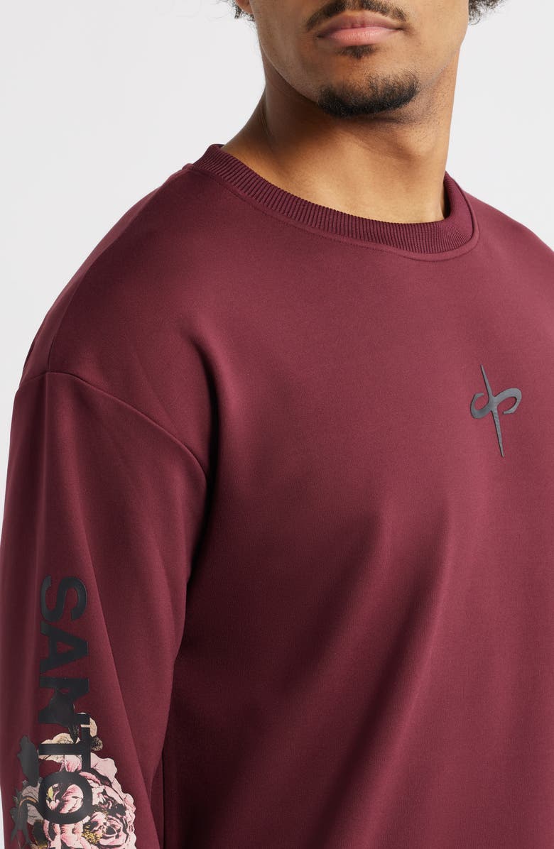 SANTO STUDIO Tempo Rose Comfort Performance Graphic Sweatshirt, Alternate, color, Merlot