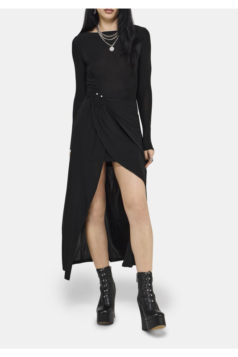 Bellamira Ring Waist Midaxi Dress, Alternate, color, Black