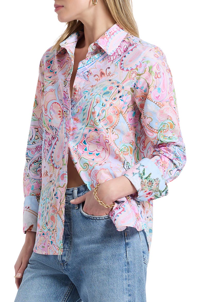 Priscilla Long Sleeve Woven Shirt, Alternate, color, PINK MULTI