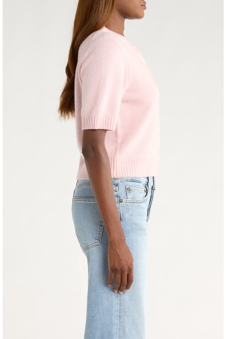 Short Sleeve Recycled Cashmere & Wool Cardigan, Alternate, color, CHERRY BLOSSOM