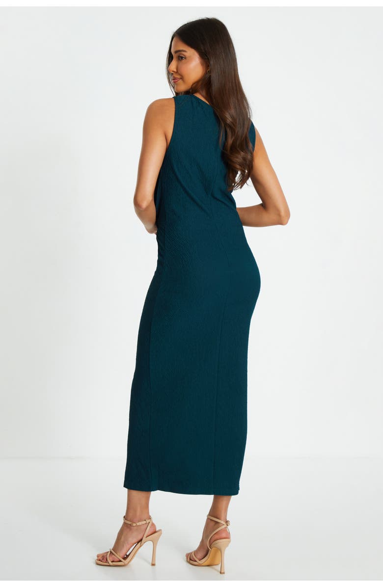 QUIZ Textured Round Neck Sleeveless Knot Front Maxi Dress, Alternate, color,