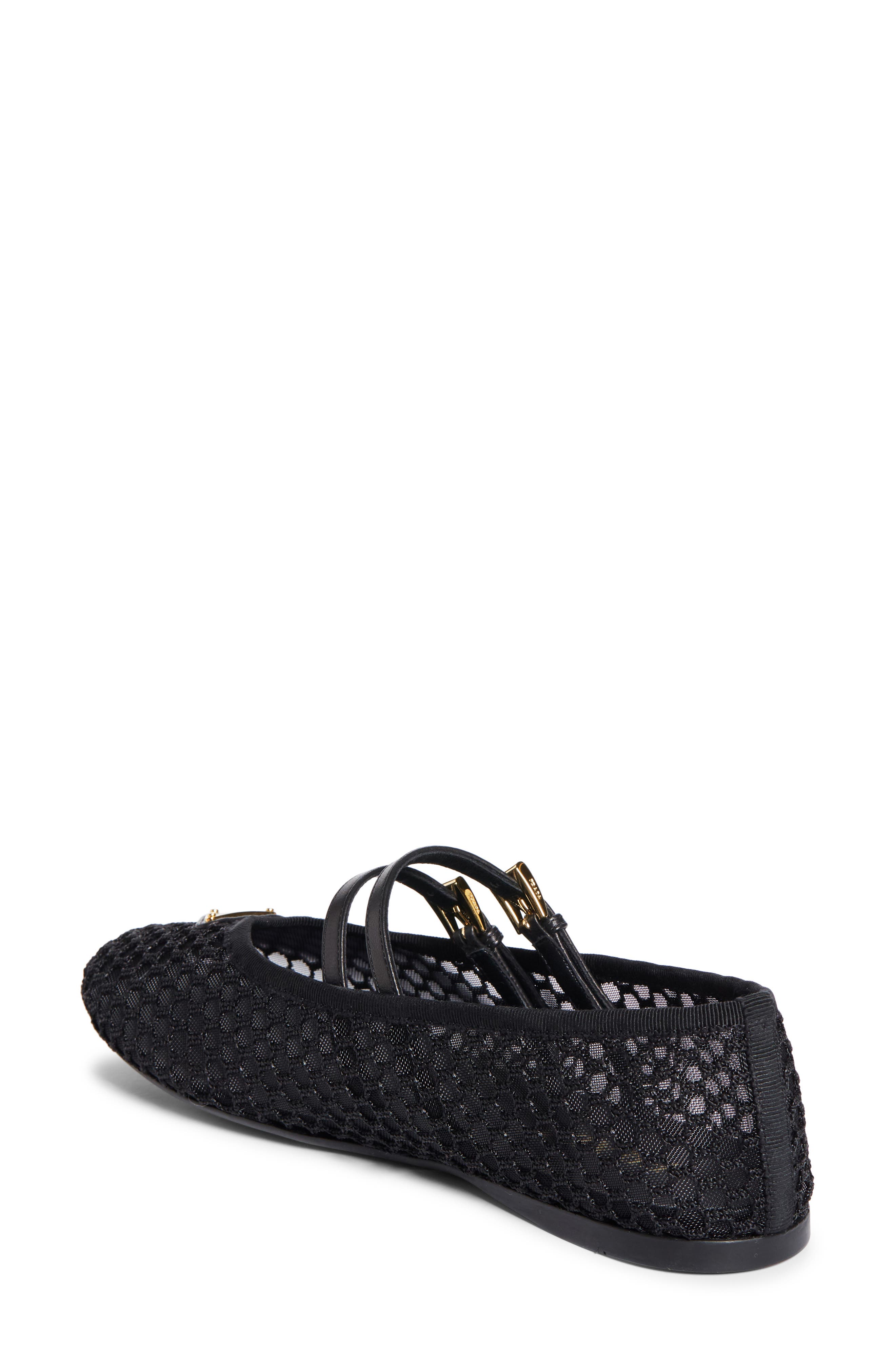 Prada Ballerine Mesh Mary Jane Flat, Alternate, color, Nero