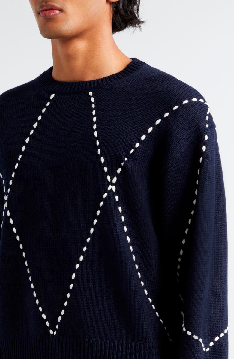 KENZO Sashiko Stitch Wool Blend Crewneck Sweater, Alternate, color,