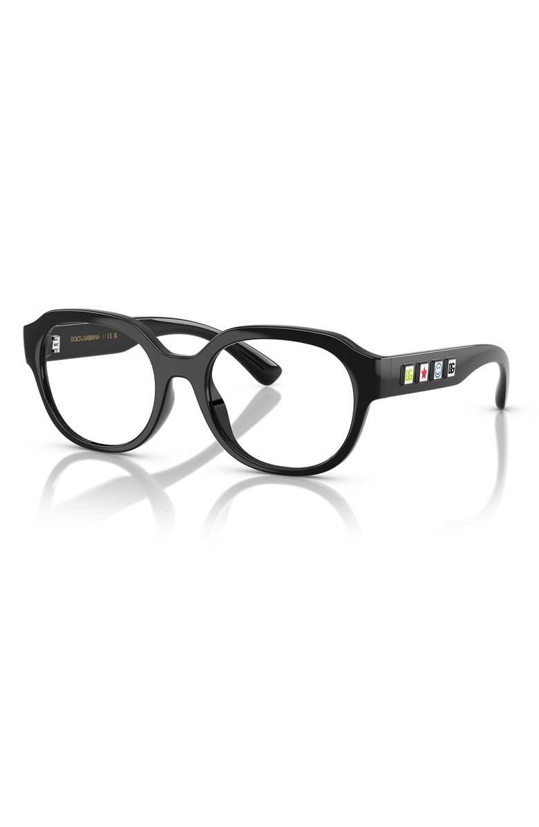 Dolce&Gabbana Kids' 48mm Round Optical Glasses, Alternate, color, Black / Demo Lens
