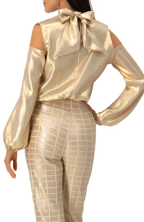 Ivonne Cold-shoulder Blouse With Back Bow In Gold