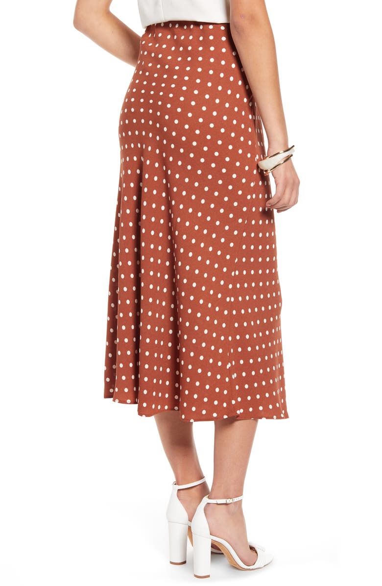 Halogen<sup>®</sup> Bias Cut A-Line Skirt, Alternate, color, Rust Spaced Dot