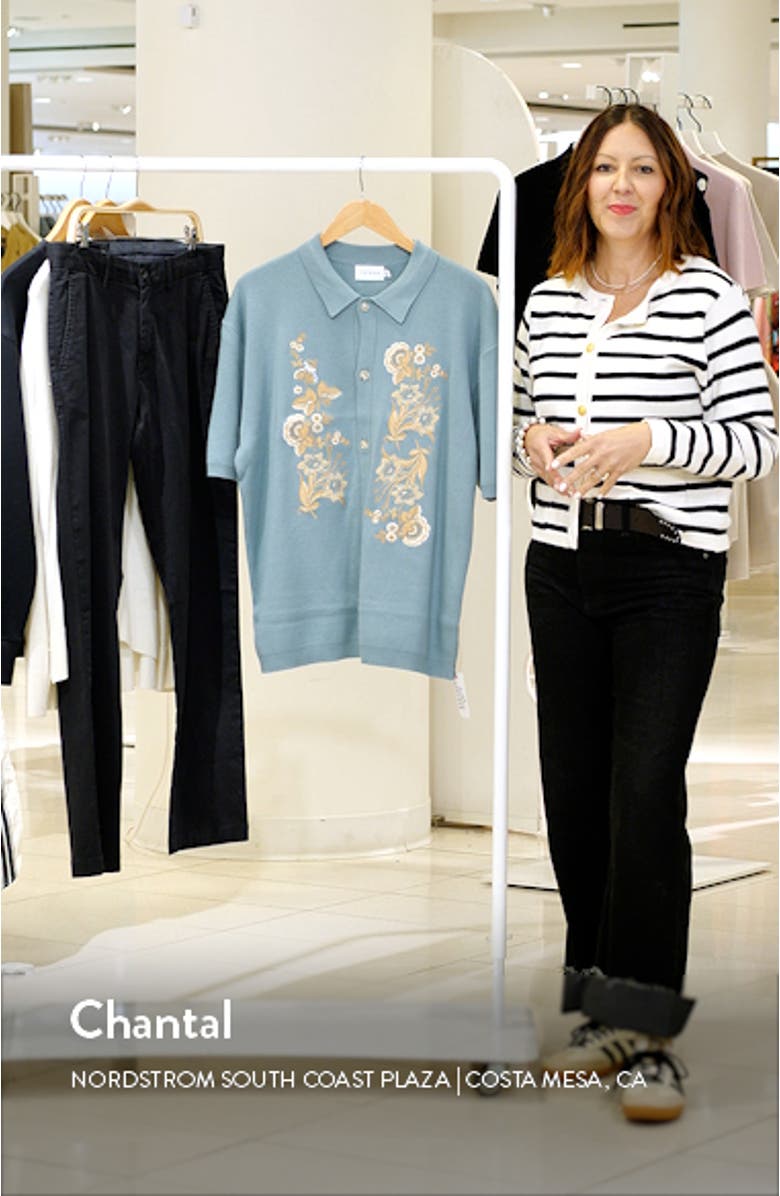 Western Floral Embroidery Button-Up Cardigan Shirt, sales video thumbnail