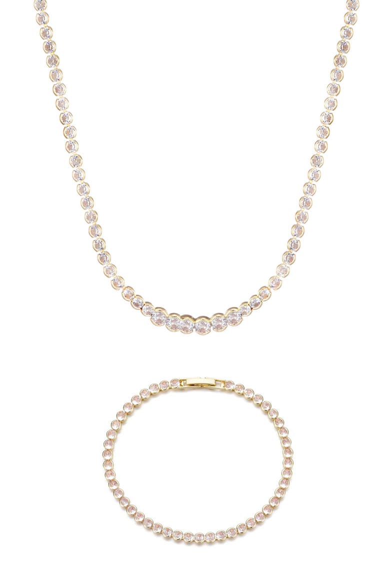 Crystal Tennis Bracelet & Necklace Set, Main, color, GOLD