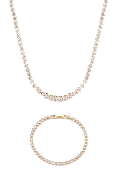 Crystal Tennis Bracelet & Necklace Set
