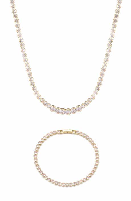 Adornia Crystal Tennis Bracelet & Necklace Set