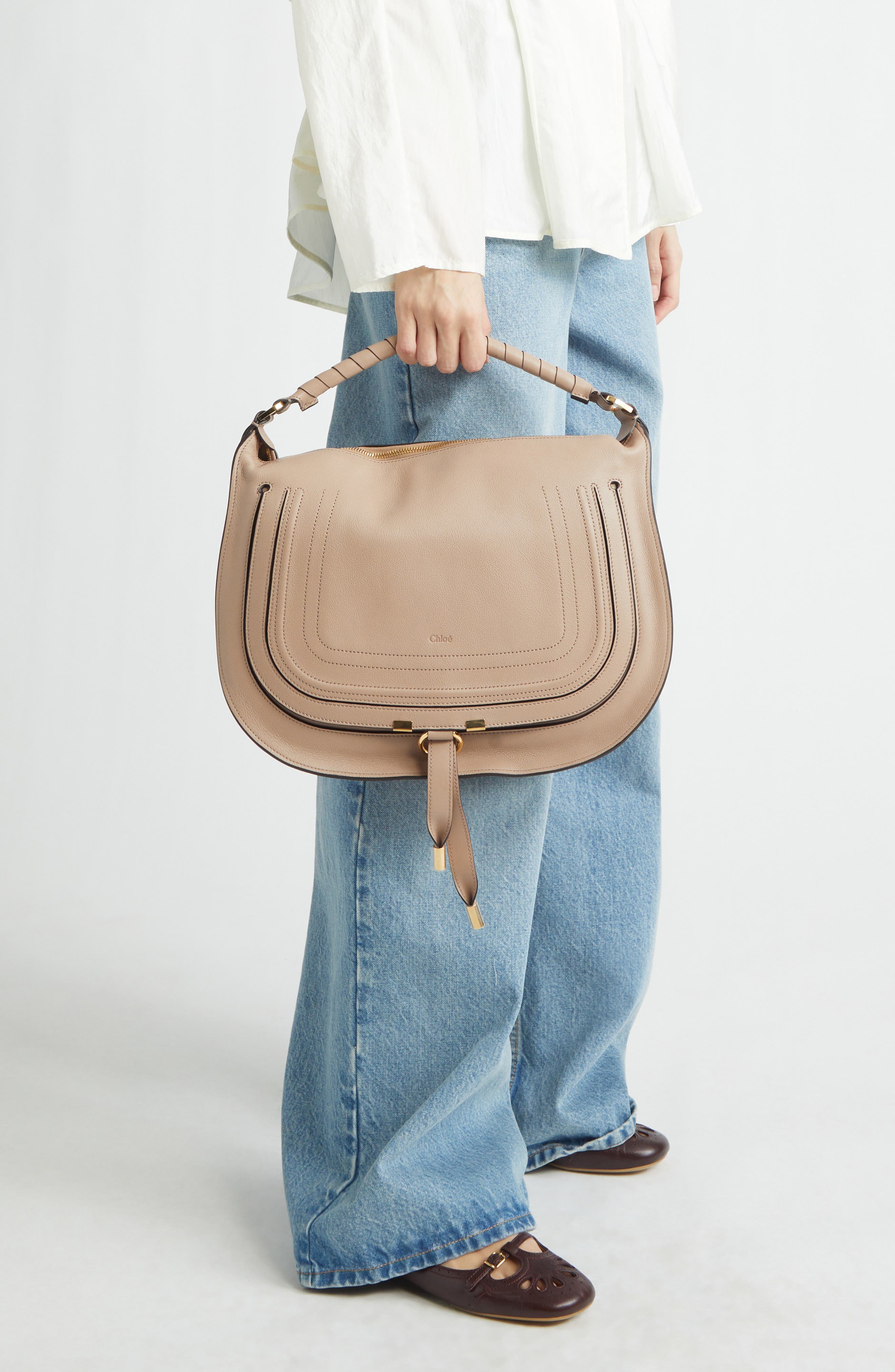 Chloé Medium Marcie Suede Shoulder Bag, Alternate, color, Woodsmoke