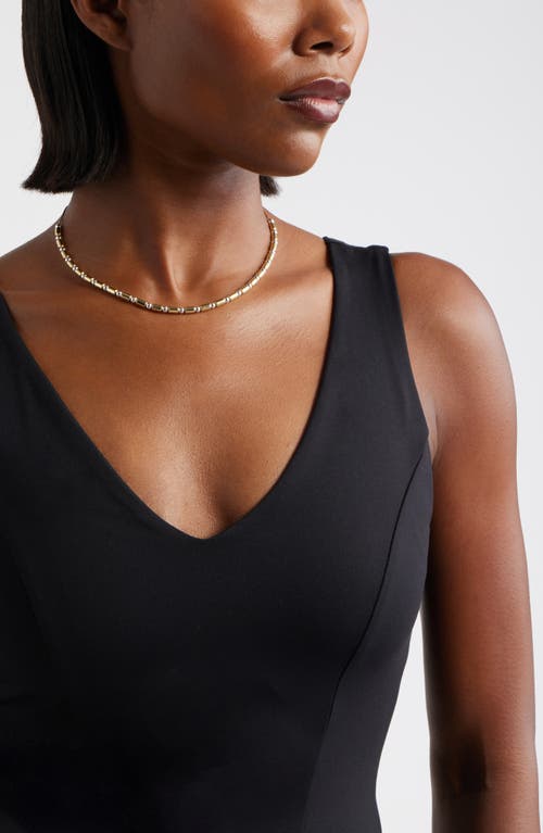 Nordstrom Two-tone Beaded Tube Collar Necklace In Gold