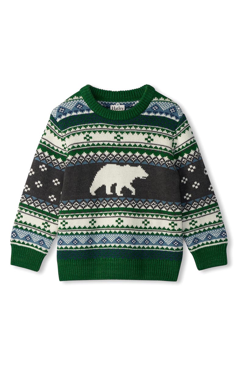 Hatley Kids' Polar Bear Cotton Blend Crewneck Sweater, Main, color, 