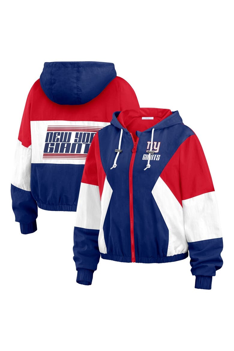 Women's WEAR by Erin Andrews  Royal New York Giants Color Block Full-Zip Windbreaker Jacket, Main, color, Royal