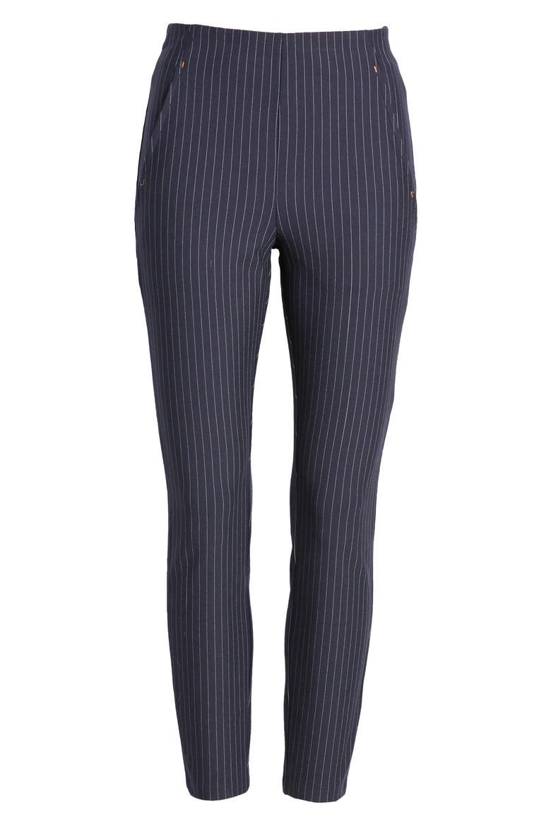 Pinstripe Ponte Skimmer Leggings, Alternate, color, NAVY