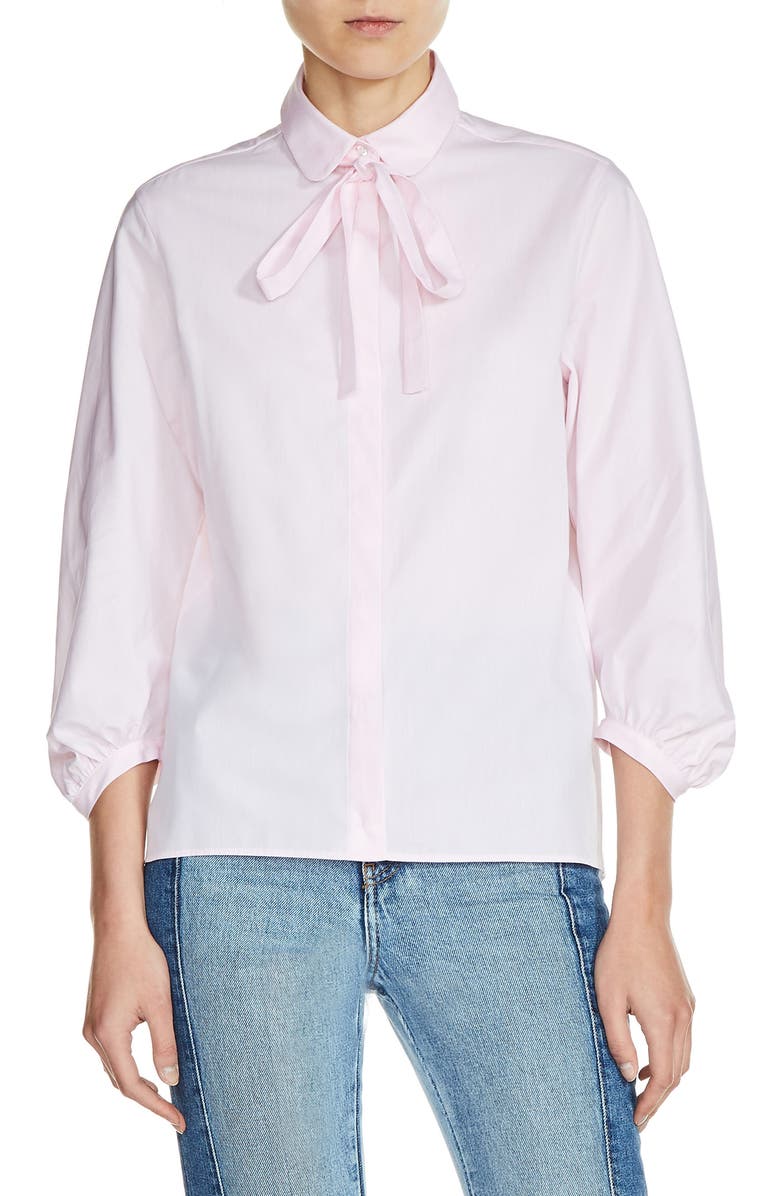 maje Tie Neck Shirt, Main, color, 