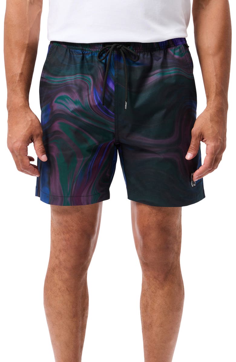 Psycho Bunny Longbridge Print Swim Trunks, Main, color,