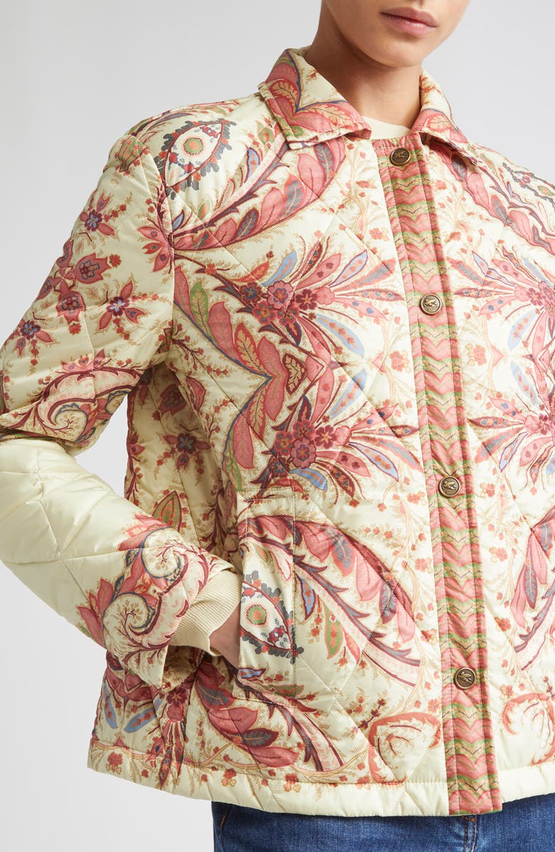 Etro Paisley Quilted Barn Jacket, Alternate, color, Off White Print