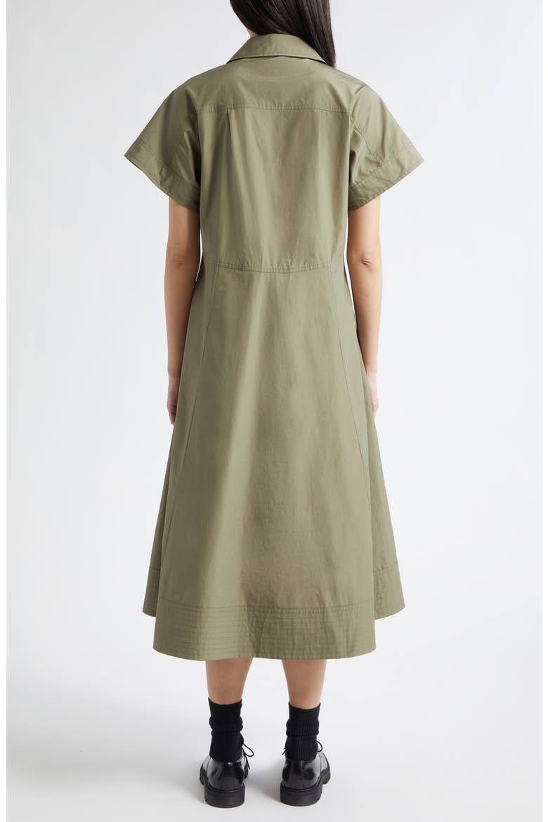 Trapeze Cotton Poplin Shirtdress, Alternate, color, BURNT OLIVE