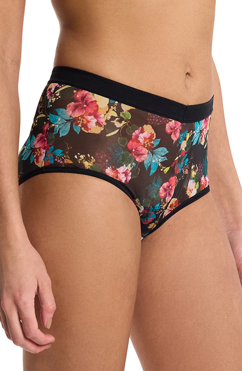 Hanky Panky Mesh Boyshorts, Alternate, color, Botanic Romantic