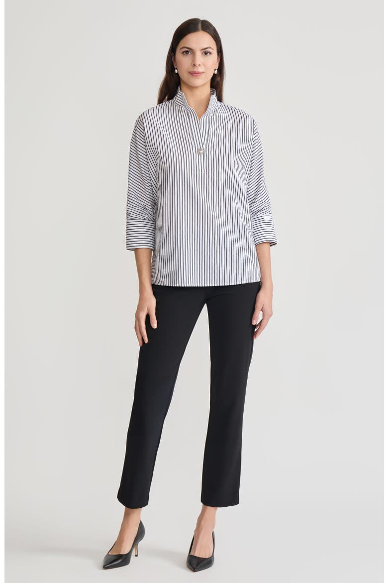 Pinstripe Dolman Sleeve Cotton Blouse, Main, color, Black/White