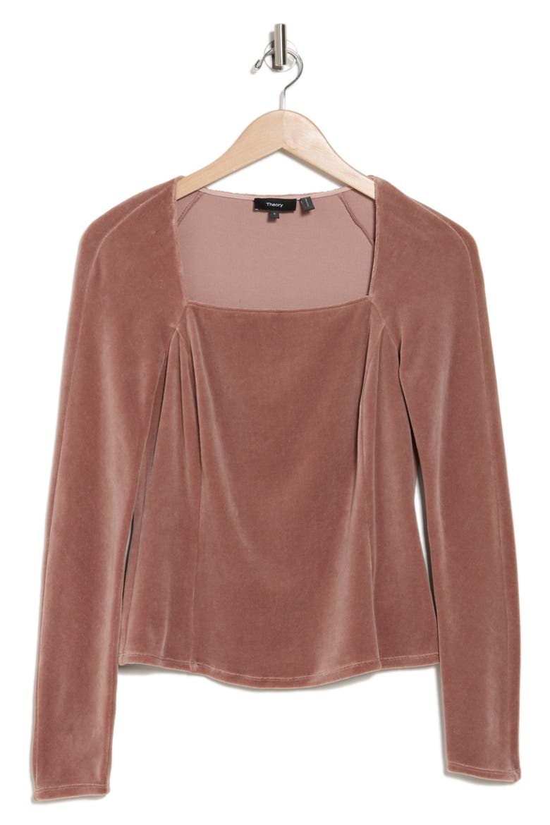 Sculpture Long Sleeve Velvet Top, Alternate, color, DARK ROSE