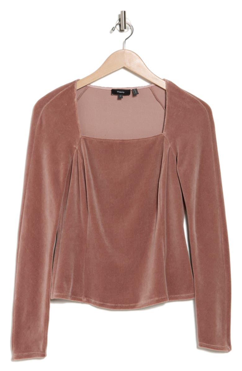 Theory Sculpture Long Sleeve Velvet Top, Alternate, color, Dark Rose